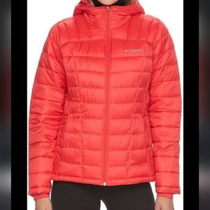 Columbia red down hooded puffer